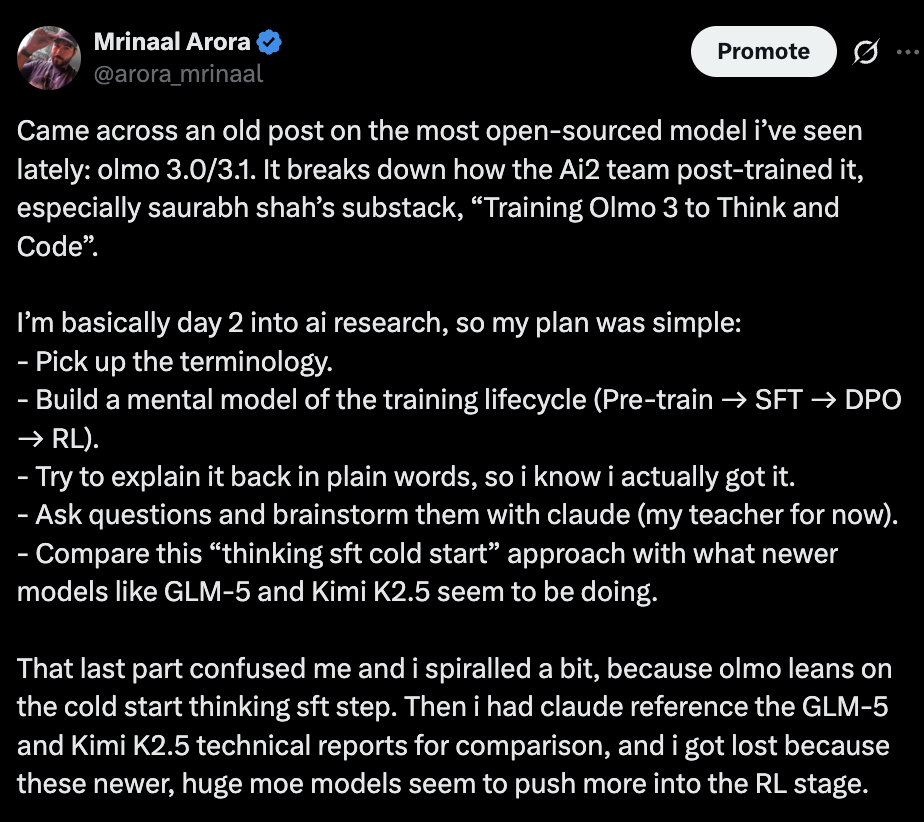 Tweet about understanding the AI model training lifecycle